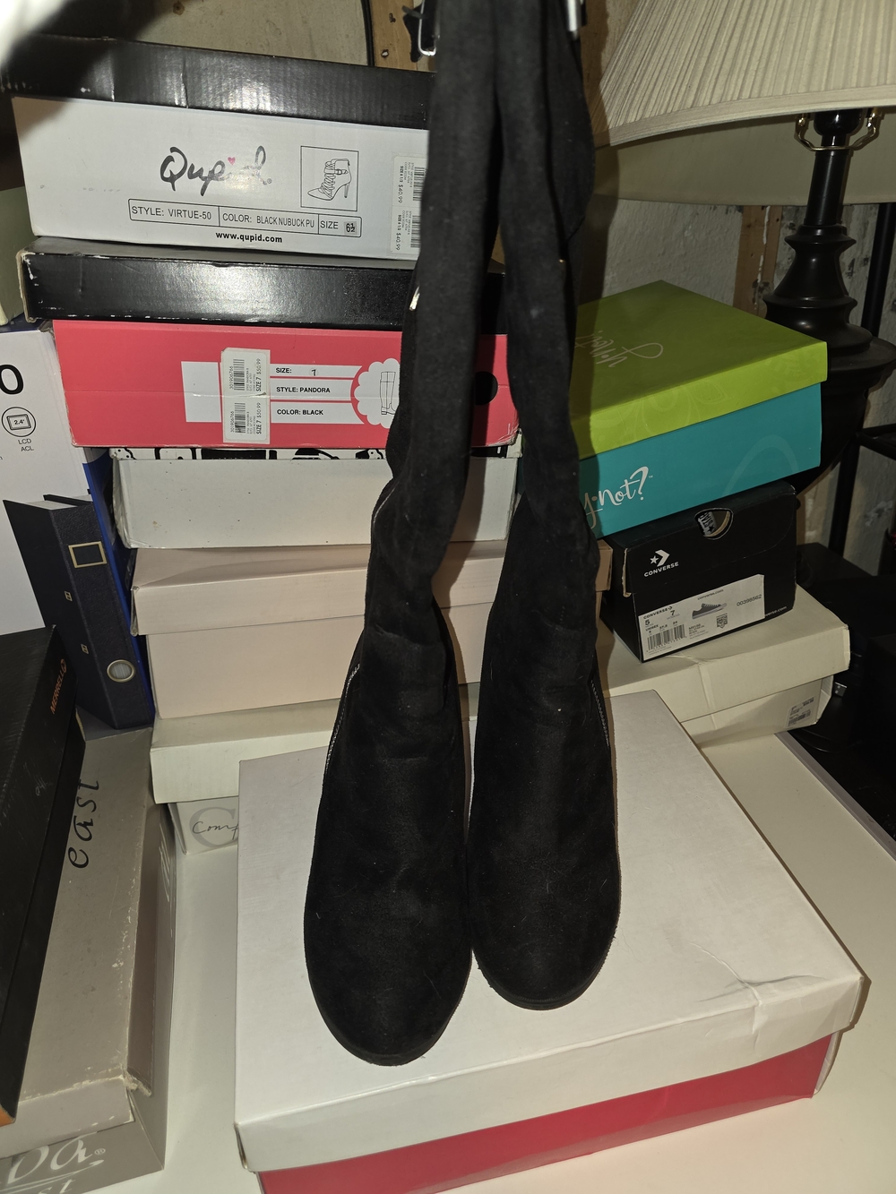 Charlotte Russe Black Over-the-Knee Suede Boots